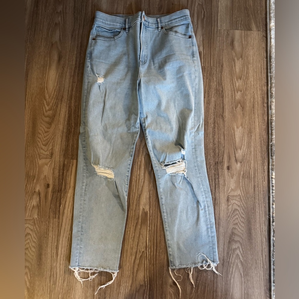 Express Light Blue Denim Super High Rise Mom Jean